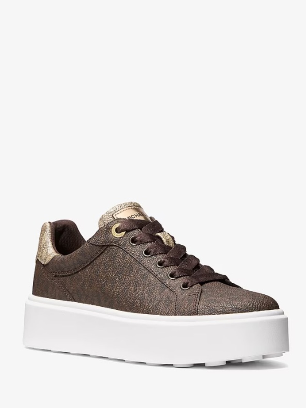 Michael Kors Romey Metallic Two Tone Signature Logo Platform Sneakers